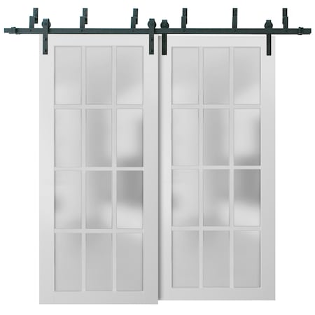 Sartodoors Barn Bypass Interior Door, 64" x 84", White FELICIA3312BBB-BEM-6484